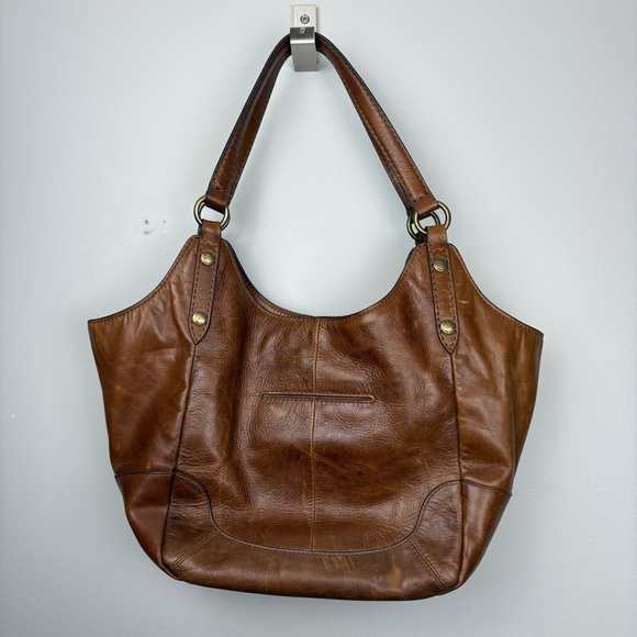 Womens Frye Melissa Four Poster Leather Hobo Bag Brown Style DB1488 - Picture 9 of 15